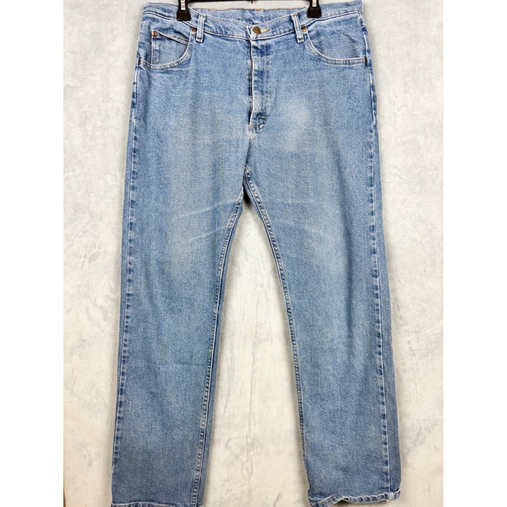 Wrangler Five Star Premium Denim Light Wash Straight Leg Jeans Mens 36x30 Blue